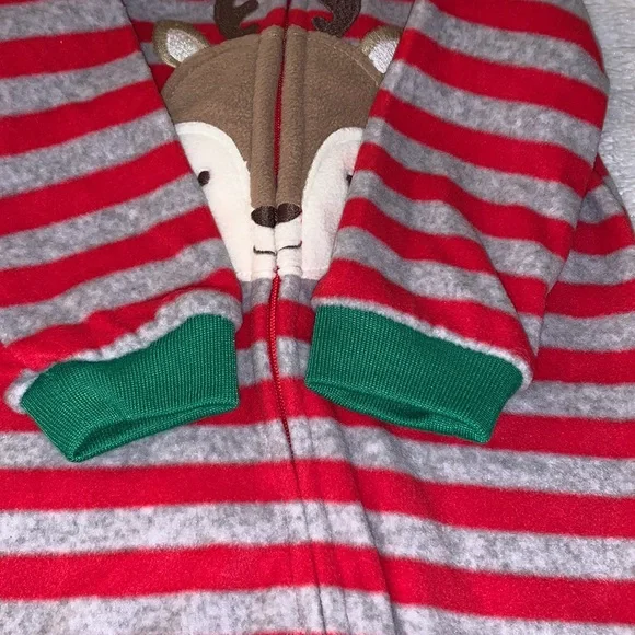 Carter’s Reindeer Striped Sleeper Footed One-piece Baby - Picture 8 of 9